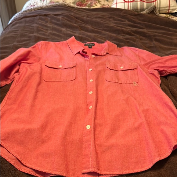 Lauren Ralph Lauren Red Casual Button Down Shirt - Picture 6 of 7